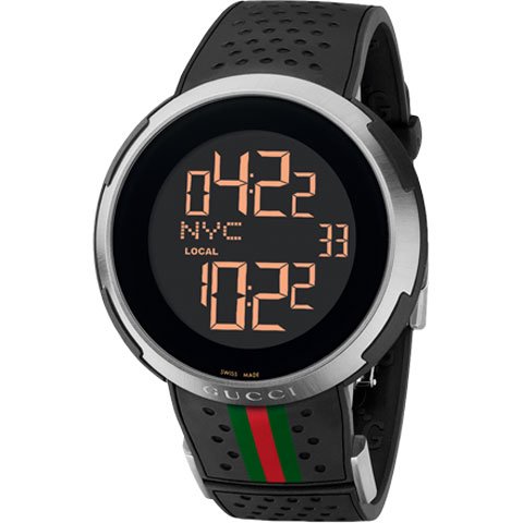 グッチ　腕時計　I-グッチ　YA114103　デジタルウォッチ　ブラックラバー - 腕時計の通販ならワールドウォッチショップ