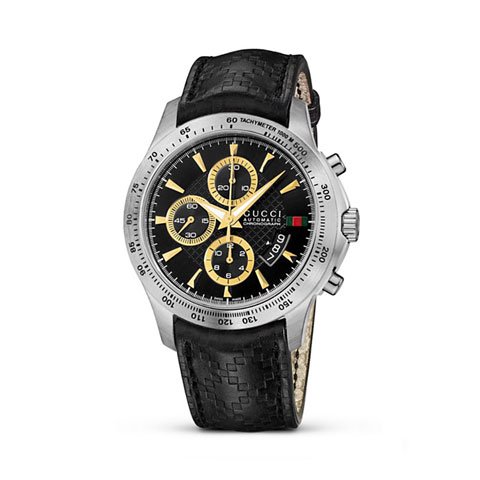 グッチ　腕時計　メンズ　G-タイムレス　オートマティック　クロノグラフ　YA126237　ブラックレザー - 腕時計の通販ならワールドウォッチショップ