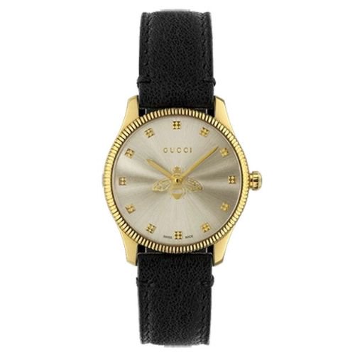 グッチ　時計　レディース　G-タイムレス　YA1265023　ゴールド×ブラックレザーベルト- 腕時計の通販ならワールドウォッチショップ