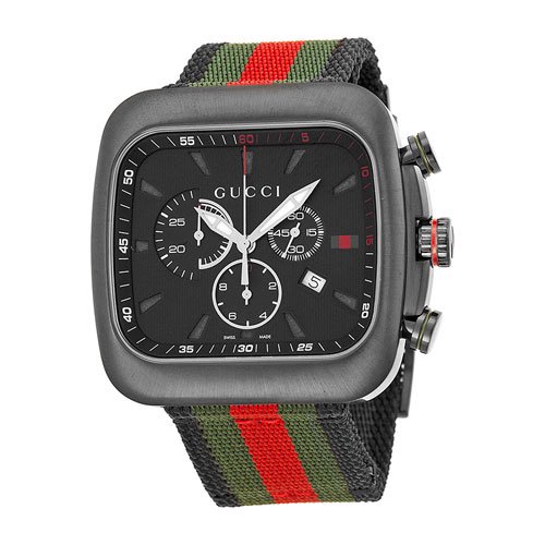 グッチ　腕時計　クーペ　YA131202　ブラックダイアル×マルチカラーナイロンベルト- 腕時計の通販ならワールドウォッチショップ