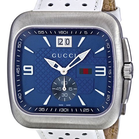 グッチ 腕時計 メンズ クーペ YA131304 ブルー×ホワイトパンチング