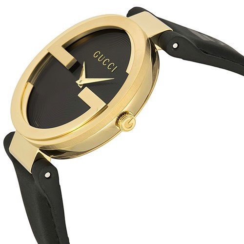グッチ　腕時計　レディース　インターロッキング　YA133312　ブラックダイアル×ブラックレザーベルト- 腕時計の通販ならワールドウォッチショップ