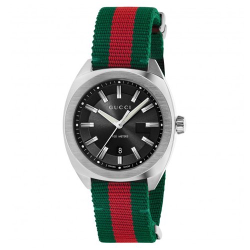 グッチ　時計　GG2570　YA142305　ミディアム　ブラックダイアル×ツートンナイロンベルト- 腕時計の通販ならワールドウォッチショップ