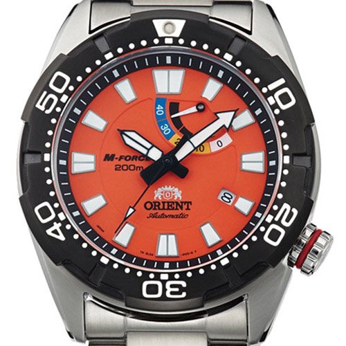 オリエント　時計　M-フォース　EL0A003M　オートマチック　ダイバーズウォッチ　オレンジダイアル×ステンレスベルト -  腕時計の通販ならワールドウォッチショップ