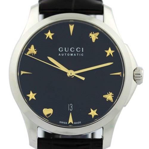 グッチ　時計　G-タームレス　YA126469　ブラックダイアル×ブラックレザーベルト- 腕時計の通販ならワールドウォッチショップ