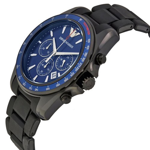エンポリオアルマーニ/Emporio Armani/時計/メンズ/AR6121/クロノグラフ/ブルーダイアル×ブラックラバーステンレスベルト-  腕時計の通販ならワールドウォッチショップ