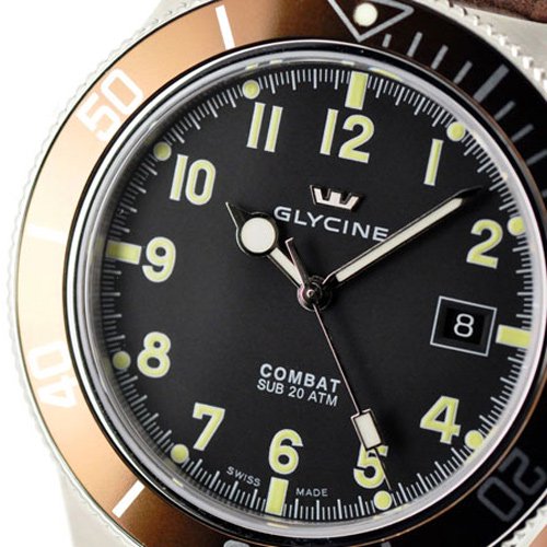 グライシン/Glycine/時計/コンバットサブ/3863.19AT2 C-LB7BF/オートマチック/ブラックダイアル×ブラウンレザーベルト-  腕時計の通販ならワールドウォッチショップ