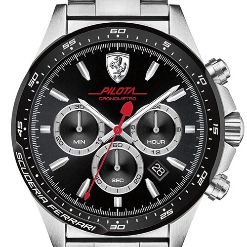 スクーデリア・フェラーリ/Scuderia Ferrari/時計/ピロータ/0830393/ブラックダイアル×ステンレスベルト-  腕時計の通販ならワールドウォッチショップ