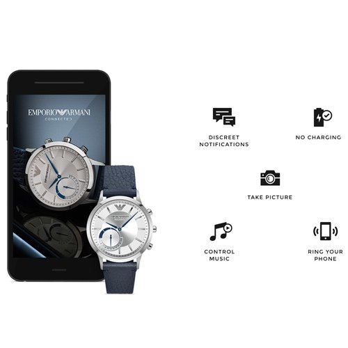 エンポリオアルマーニ/Emporio  Armani/時計/メンズ/コネクテッド/ART3003/スマートウォッチ/シルバーダイアル/ネイビーレザーベルト-  腕時計の通販ならワールドウォッチショップ