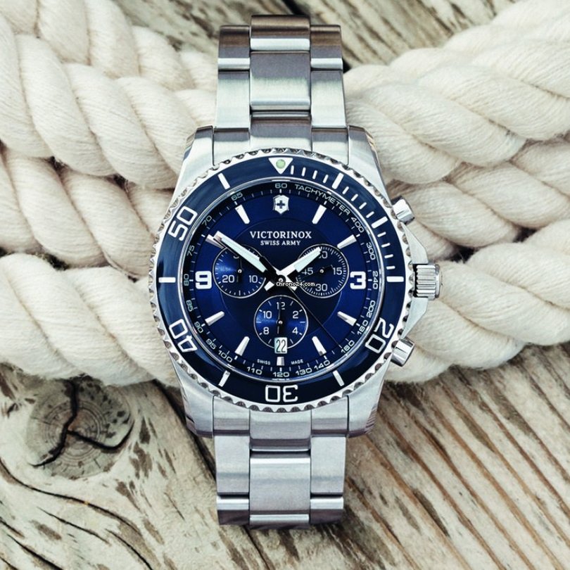 稼動品　VICTORINOX ビクトリノックス　クロノグラフ　ブルー盤　腕時計kkの時計