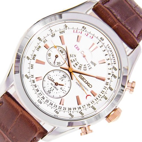 セイコー/SEIKO/逆輸入/腕時計/Chronograph/クロノグラフ/SPC129/メンズ/クォーツ/ホワイト×ブラウン