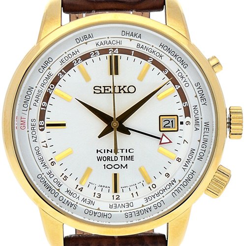 セイコー/SEIKO/逆輸入/腕時計/Kinetic/キネティック/SUN070P1/メンズ/オートクォーツ/ジャパンメイド/World  Time/ホワイト