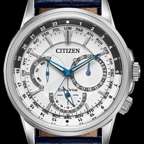 シチズン/CITIZEN/Calendrier/腕時計/メンズ/BU2020-02A/エコドライブ/クロノグラフ/ワールドタイム/ホワイト×ブルー