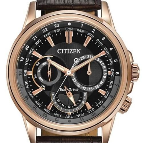 シチズン/CITIZEN/Calendrier/腕時計/メンズ/BU2023-04E/エコドライブ/クロノグラフ/ワールドタイム/ブラック×ブラウン