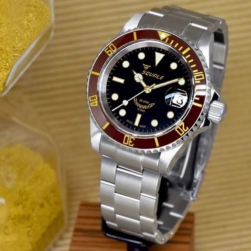 スクワーレ/Squale/時計/1545-HR/200M防水/オートマチック/スイスメイド/ダイバーズ/臙脂ベゼル