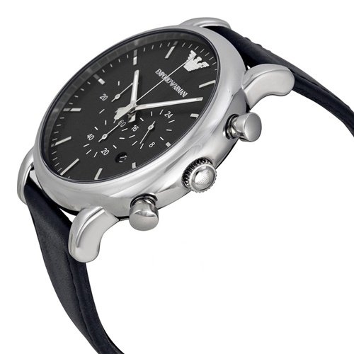ブラックエンポリオ アルマーニ 腕時計 アナログ メンズ ブラック レザー AR1828