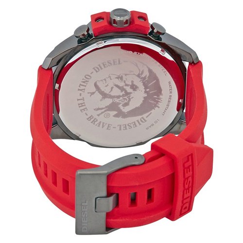 DIESEL 赤 Faceted Plastic Stud DZ1647 腕時計