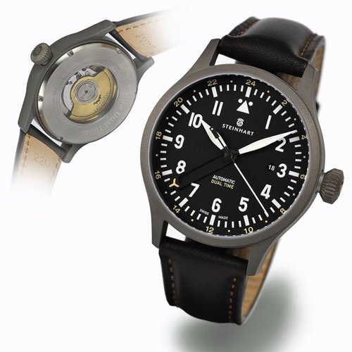 スタインハート/Steinhart/腕時計/NAV B-UHR 44MM AUTOMATIC DUAL TIME TITANIUM/メンズ/スイスメイドオートマチック