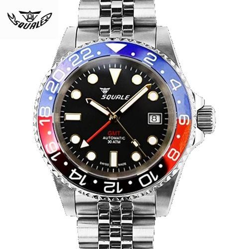 スクワーレ/Squale/時計/1545-GBRC/GMT/300M防水/セラミックベゼル/オートマチック/スイスメイド/ダイバーズ/ブラック