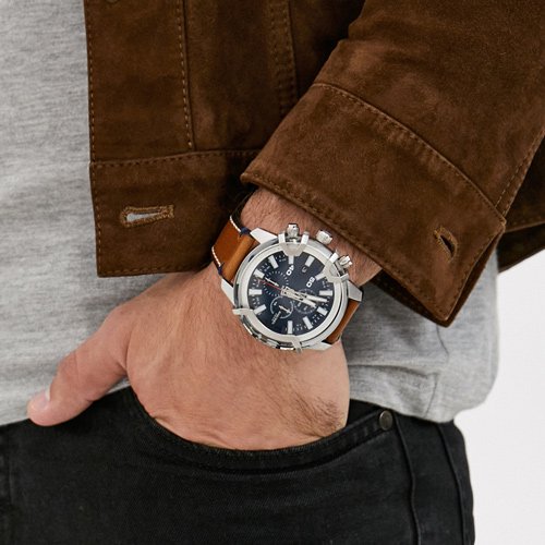 ディーゼル/腕時計/MS9/GRIFFED/DZ4518/ブルー×ブラウンレザー- 腕時計