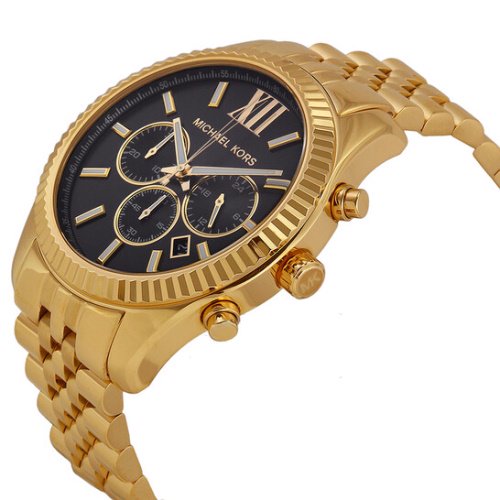 マイケルコース　時計　メンズ　レキシントン　MK8286　ブラック×ゴールドベルト- 腕時計の通販ならワールドウォッチショップ