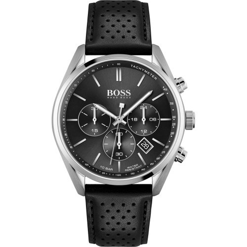 ヒューゴボス　時計　メンズ　チャンピオン　1513816　ブラック×ブラックレザーベルト- 腕時計の通販ならワールドウォッチショップ