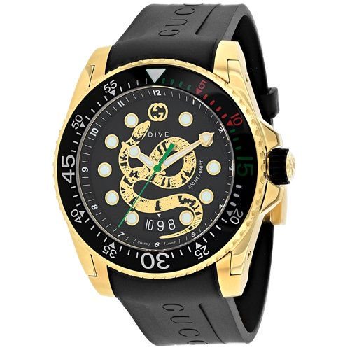 グッチ　時計　メンズ　ダイブ　YA136219　ブラック×ブラックラバーベルト- 腕時計の通販ならワールドウォッチショップ
