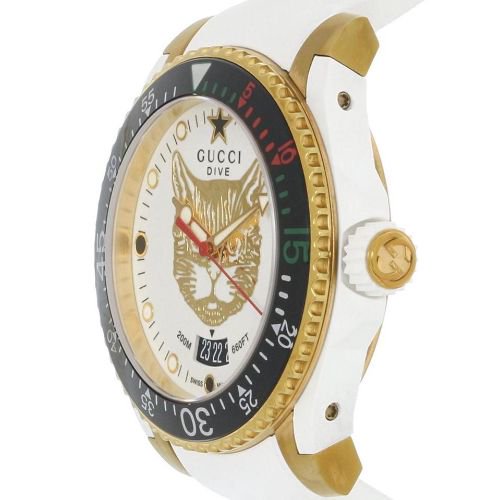 グッチ　時計　メンズ　ダイブ　YA136322　ホワイト×ホワイトラバーベルト- 腕時計の通販ならワールドウォッチショップ