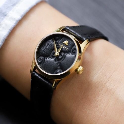 グッチ　時計　レディース　G-タイムレス　YA126581A　ブラック×ブラックレザーベルト- 腕時計の通販ならワールドウォッチショップ