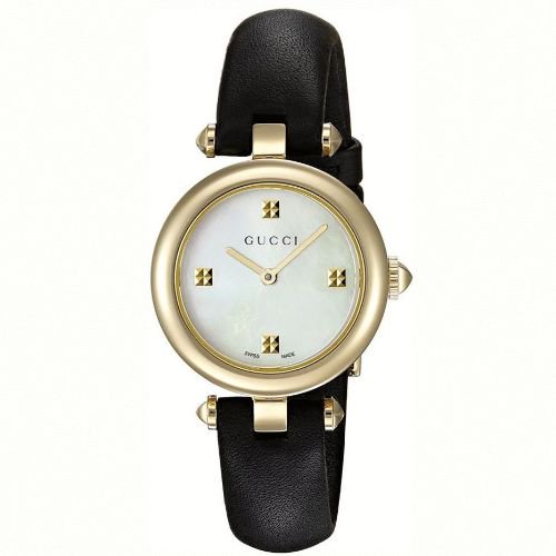 グッチ　時計　レディース　ディアマンティッシマ　YA141505　マザーオブパール×ブラックレザーベルト- 腕時計の通販ならワールドウォッチショップ