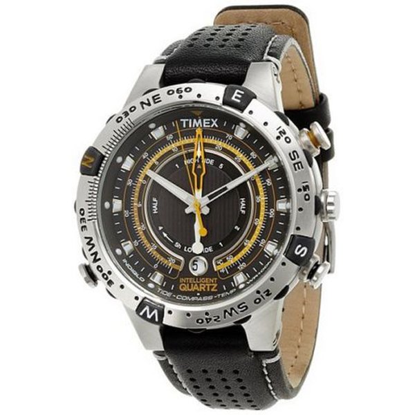 タイメックス　腕時計　インテリジェントクオーツ　タイドテンプコンパス　T2N740　ブラックレザーベルト