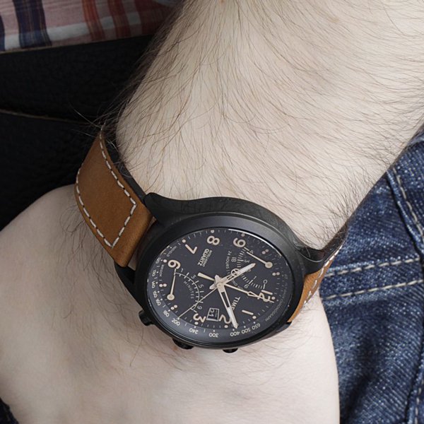 タイメックス　腕時計　インテリジェントクオーツ　レーシングフライバック　T2N700　ブラック×ブラウンレザーベルト -  腕時計の通販ならワールドウォッチショップ