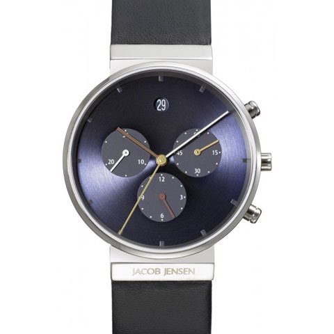 ヤコブ・イェンセン 腕時計 メンズ 605 クロノグラフ ブルー×ブラック