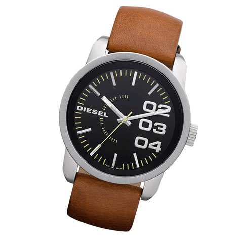 ディーゼル　腕時計　フランチャイズ　DZ1513　ブラックダイアル×ブラウンレザーベルト - 腕時計の通販ならワールドウォッチショップ