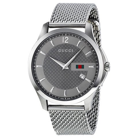 グッチ　腕時計　メンズ　G-タイムレス　スリム　YA126301　グレー×メッシュベルト - 腕時計の通販ならワールドウォッチショップ