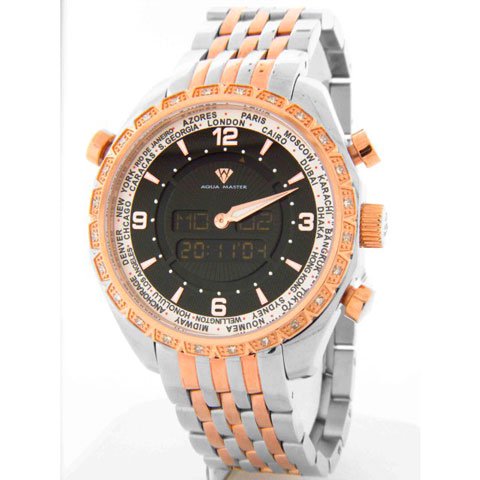 アクアマスター　腕時計　アナデジモデル　W326SRG　ワールドタイム