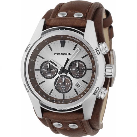 フォッシル　腕時計　メンズ　トレンド　CH2565　シルバー×ブラウンレザーベルト - 腕時計の通販ならワールドウォッチショップ