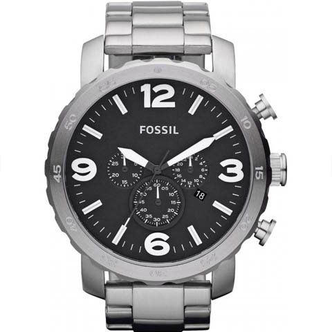 フォッシル 腕時計 メンズ ネイト JR1353 ブラック×シルバー - 腕時計
