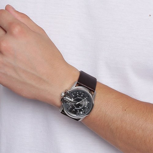 ディーゼル 腕時計 マスターチーフ DZ1206 グレー×ブラウンレザー ...