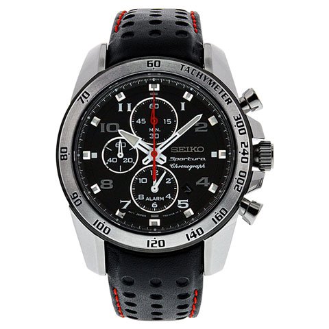 セイコー　逆輸入　スポーチュラ　クロノグラフ　SNAE65　ブラック×ブラックレザー - 腕時計の通販ならワールドウォッチショップ