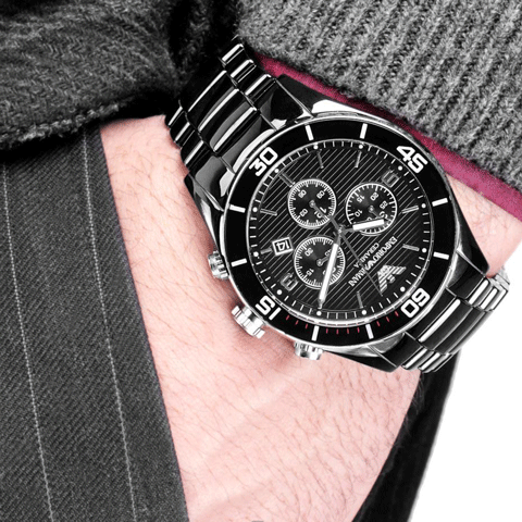 エンポリオアルマーニ 腕時計 レオ AR1421 ブラック×ブラック - 腕時計の通販ならワールドウォッチショップ