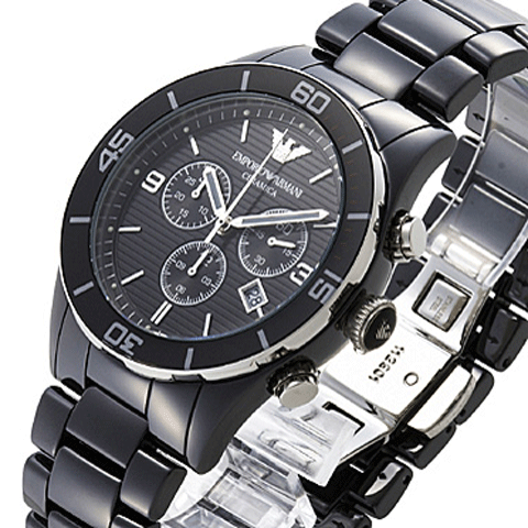 クォーツEMPORIO ARMANI/セラミカ クロノグラフ デイト腕時計 AR1421 | alityan.com - 腕時計(アナログ)