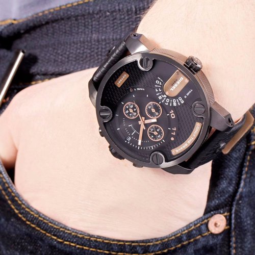 ディーゼル　腕時計　リトルダディー　DZ7291　ブラック×ブラックレザーベルト - 腕時計の通販ならワールドウォッチショップ