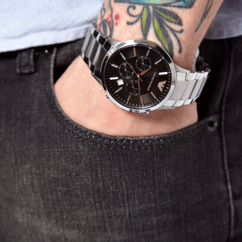エンポリオアルマーニ/Emporio Armani腕時計/レナト/AR2434/ブラック×シルバー- 腕時計の通販ならワールドウォッチショップ