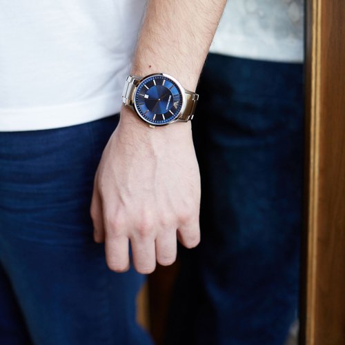 エンポリオアルマーニ 腕時計 レナト AR2477 ネイビーブルー×シルバー
