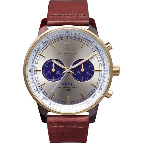トリワ　腕時計　ネヴィル　NEAC109　シルバー×ブルー×ブラウンレザーベルト - 腕時計の通販ならワールドウォッチショップ