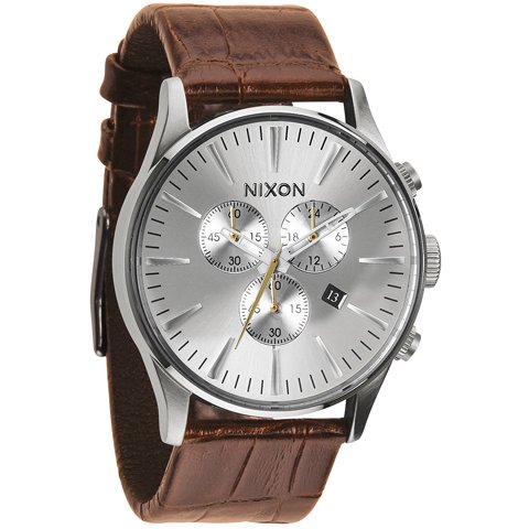 ニクソン　腕時計　セントリー　クロノ　A4051888　シルバー×サドルブラウン - 腕時計の通販ならワールドウォッチショップ