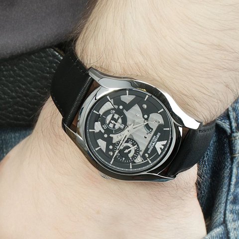 エンポリオアルマーニ　腕時計　メカニコ　AR4673　ブラック×ブラックレザー - 腕時計の通販ならワールドウォッチショップ