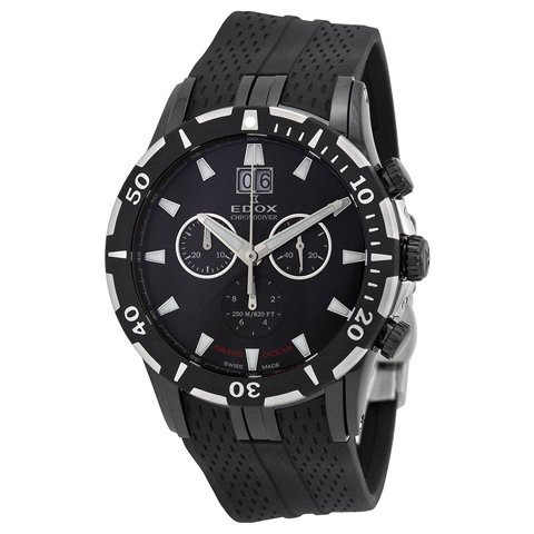 エドックス　腕時計　グランドオーシャン　10022-37N-NIN　ブラック×ブラックラバーベルト - 腕時計の通販ならワールドウォッチショップ