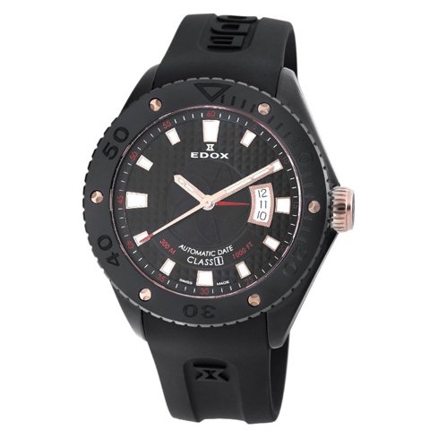 エドックス　腕時計　クラスワン　オートマチックデイト　80078 357RN NIR　ブラック×ブラックラバー